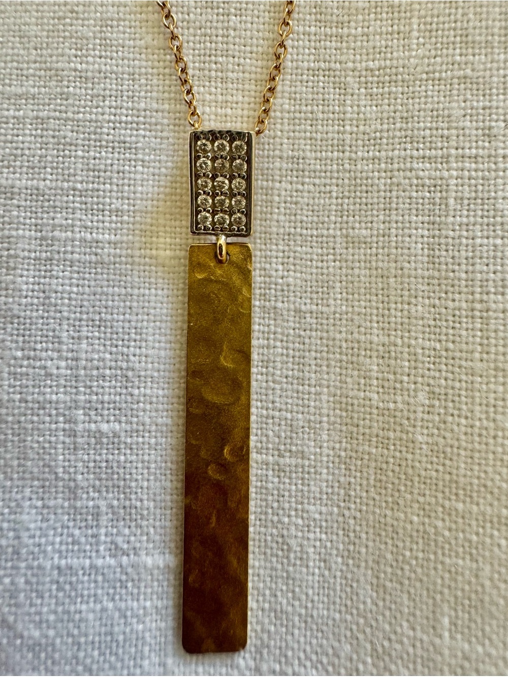 I. Reiss  14K Gold 5 ROW - DIAMOND BAR PENDANT + 14K Gold NECKLACE